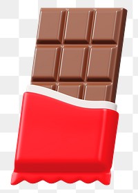 Chocolate bar png food, 3D illustration, transparent background