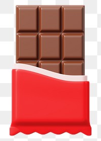 Chocolate bar png food, 3D illustration, transparent background