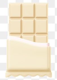 Milk chocolate bar png food, 3D illustration, transparent background