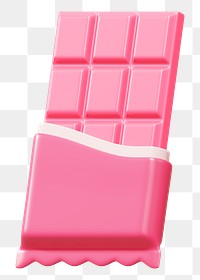 Strawberry chocolate bar png food, 3D illustration, transparent background