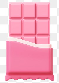 Strawberry chocolate bar png food, 3D illustration, transparent background