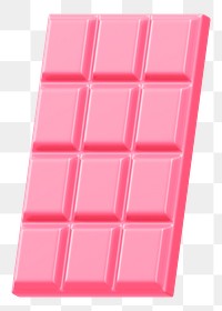 Strawberry chocolate bar png food, 3D illustration, transparent background