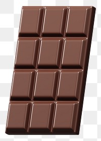 Dark chocolate bar png food, 3D illustration, transparent background