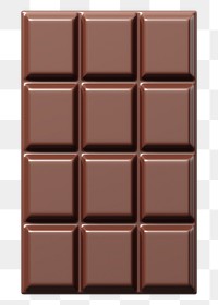 Dark chocolate bar png food, 3D illustration, transparent background