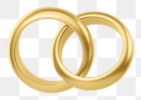 Gold wedding rings png 3D jewelry element, transparent background