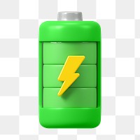 PNG 3D full green battery, element illustration, transparent background