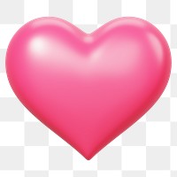 Pink heart png 3D element, transparent background