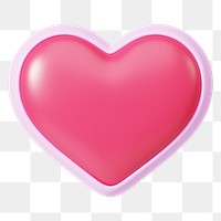 Pink heart png 3D element, transparent background