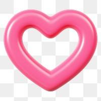 Pink heart png 3D element, transparent background