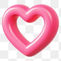 Pink heart png 3D element, transparent background