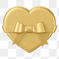 Golden heart box png, 3D Valentine's gift, transparent background