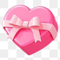 Pink heart box png, 3D Valentine's gift, transparent background