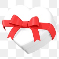 White heart box png, 3D Valentine's gift, transparent background