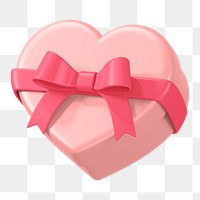 Pink heart box png, 3D Valentine's gift, transparent background