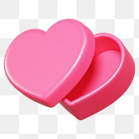 Pink heart box png, 3D Valentine's gift, transparent background