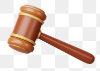 Judge gavel png 3D element, transparent background