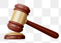 Judge gavel png 3D element, transparent background