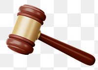 Judge gavel png 3D element, transparent background