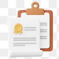 Certificate paper png 3D, transparent background