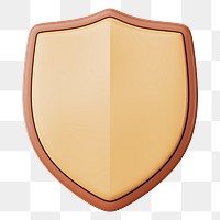 Brown wooden shield png 3D element, transparent background