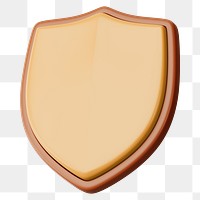 Brown wooden shield png 3D element, transparent background