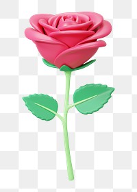 Pink rose png flower, 3D illustration, transparent background