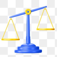 Blue justice scale png 3D element, transparent background