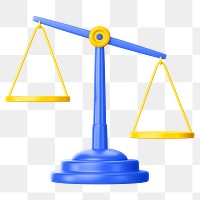 Blue justice scale png 3D element, transparent background