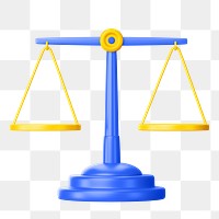 Blue justice scale png 3D element, transparent background