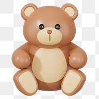 Brown teddy bear png 3D illustration, transparent background