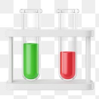 PNG 3D science test tube, element illustration, transparent background