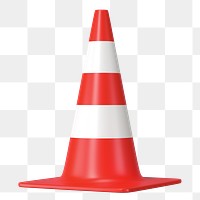 PNG 3D red traffic cone, element illustration, transparent background