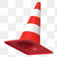 PNG 3D red traffic cone, element illustration, transparent background