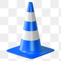 PNG 3D blue traffic cone, element illustration, transparent background