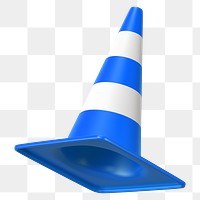 PNG 3D blue traffic cone, element illustration, transparent background