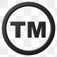 Black trademark png symbol 3D, transparent background