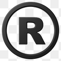 Black registered trademark png symbol 3D, transparent background