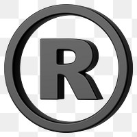 Black registered trademark png symbol 3D, transparent background
