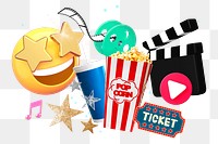 3d movie time png collage remix element, transparent background