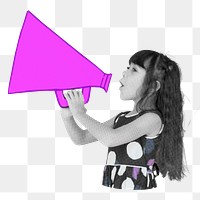 Girl shouting png person, transparent background