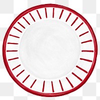 Red porcelain dish png, transparent background