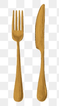 Fork & knife cutlery png, transparent background