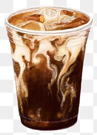 Iced latte coffee png sticker, transparent background