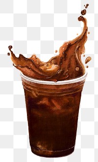 Americano coffee splash png sticker, transparent background