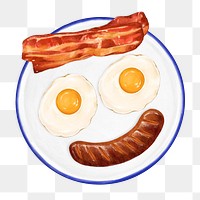 Smiling sunny side up png food sticker, transparent background