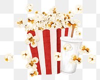 Popcorn movie snack png sticker, transparent background