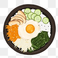 Korean bibimbap png food sticker, transparent background