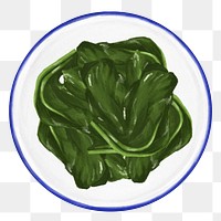 Seasoned spinach salad png food sticker, transparent background