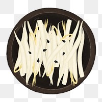 Seasoned bean sprout salad png food sticker, transparent background