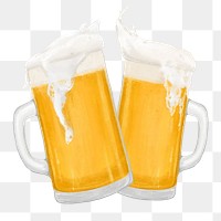 Cheering beer glasses png sticker, transparent background